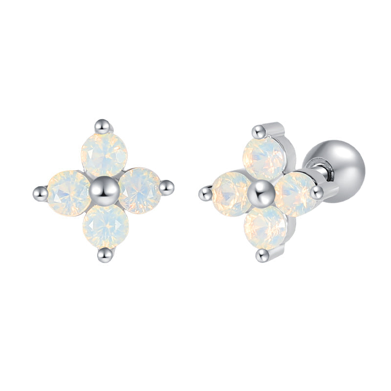 Baby Earrings:  Surgical Steel Opalescent Pink Flower Earrings with Screw Backs OUR SUMMER SPECIAL