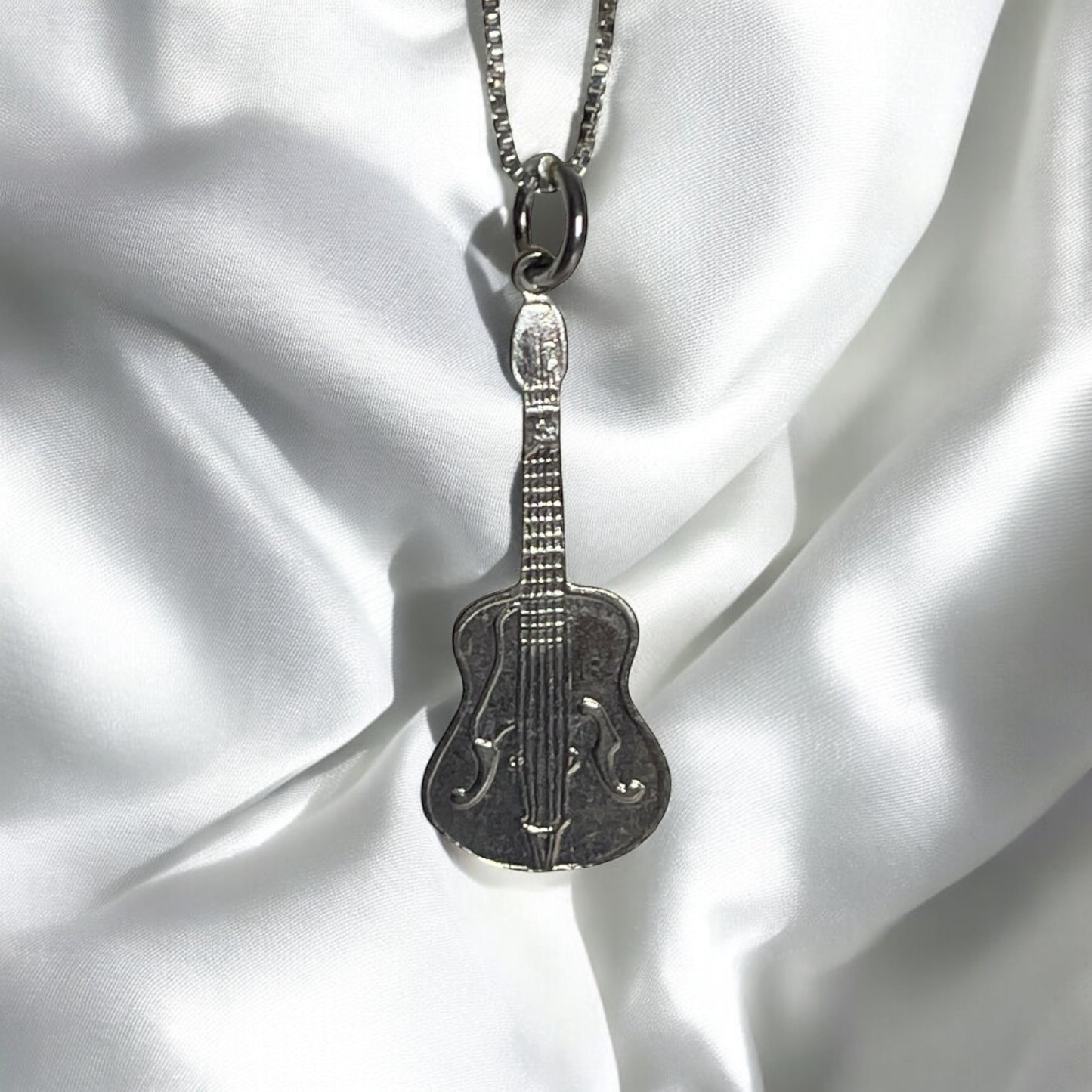 Children's Necklaces: Sterling Silver Acoustic Guitar Necklaces