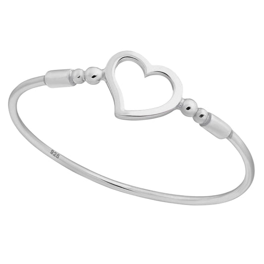 Children's Bangle:  Sterling Silver Open Heart Bangles