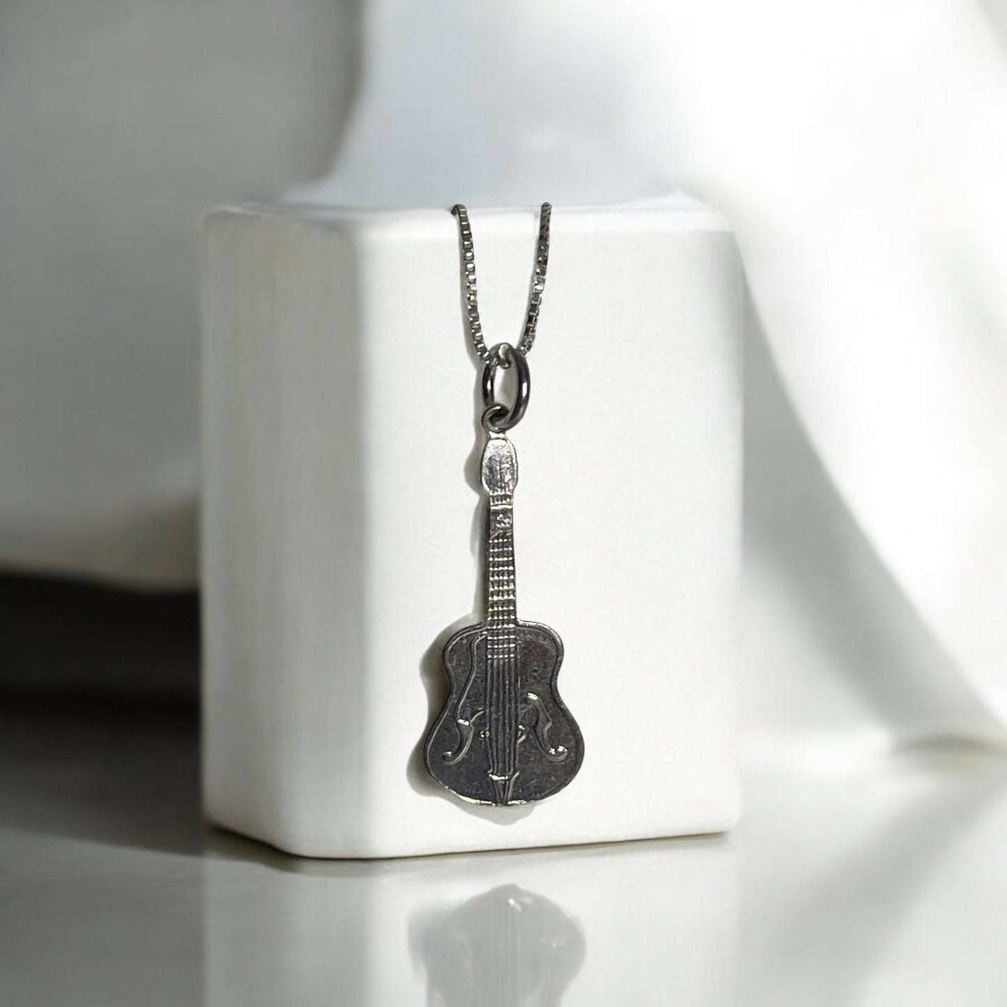 Children's Necklaces: Sterling Silver Acoustic Guitar Necklaces