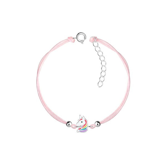 Baby Bracelets:  Sterling Silver + Cotton Cord Extension Unicorn Bracelets 13cm +3cm
