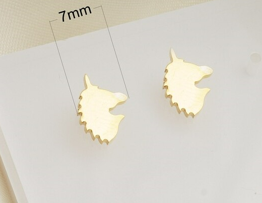 Children's, Teens' and Mothers' Earrings: Steel with Gold IP Unicorns