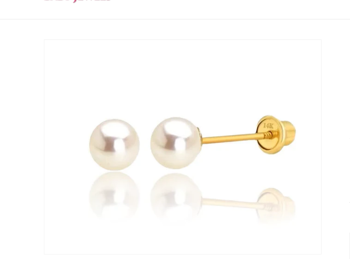 Children's Earrings: 14k Gold Freshwater Cultured Pearl Screw Back Earrings 4mm with Gift Box