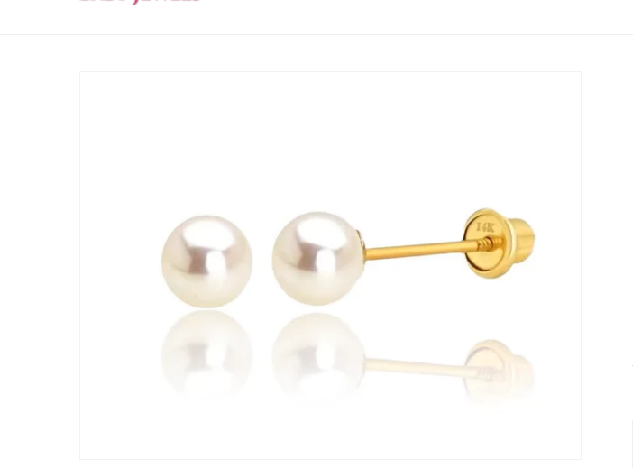 Children's Earrings:  14k Gold Freshwater Cultured Pearl Screw Back Earrings 4mm with Gift Box