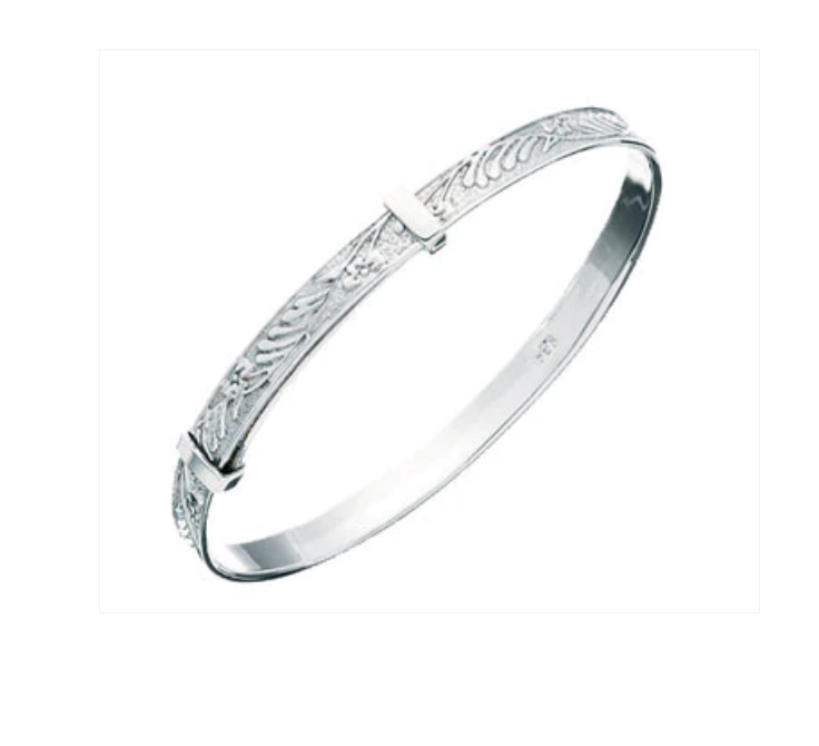 Children's Bracelets: Sterling Silver, Hand-made, Adjustable Embossed Bangles Age 3 - 6 with Gift Box