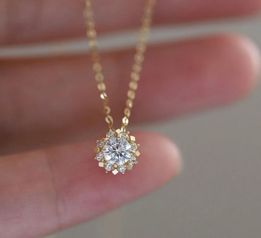 Children's and Teens' Necklaces: 18k Gold over Sterling Silver 40+cm Clustered, faceted, AAA CZ Necklaces