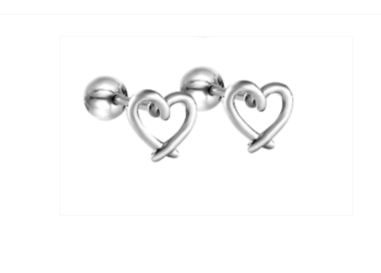 Children's, Teens' and Mothers' Earrings: Surgical Steel Crossed Heart Reversible Earrings with Screw Backs