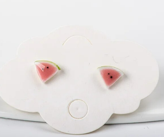 Baby and Children's Earrings: Ceramic/Surgical Steel Watermelon Wedges