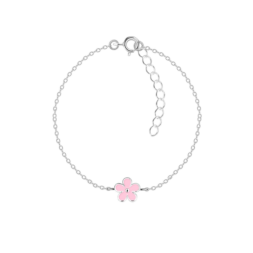 Baby and Children's Bracelet: Sterling Silver Pink Flower Bracelet 13cm + Ext. (Copy)