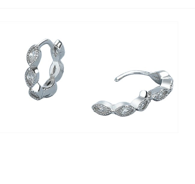 Baby and Children's Huggies: Sterling Silver Small Huggies with Clear CZ 12mm