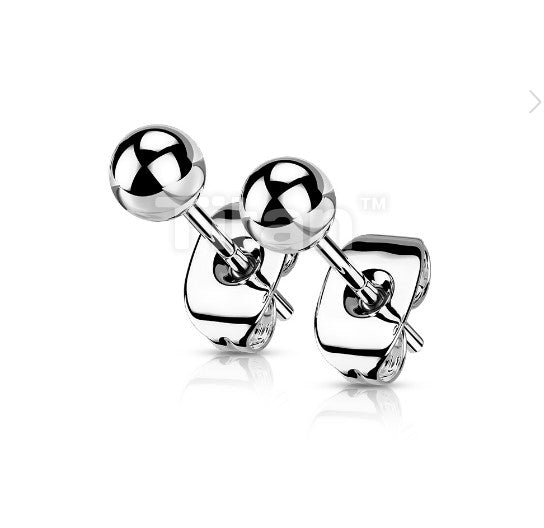 Children's and Teens' Earrings: Titanium 5mm Ball Studs ( TITANIUM 6AL-4VELI ASTM F-136)