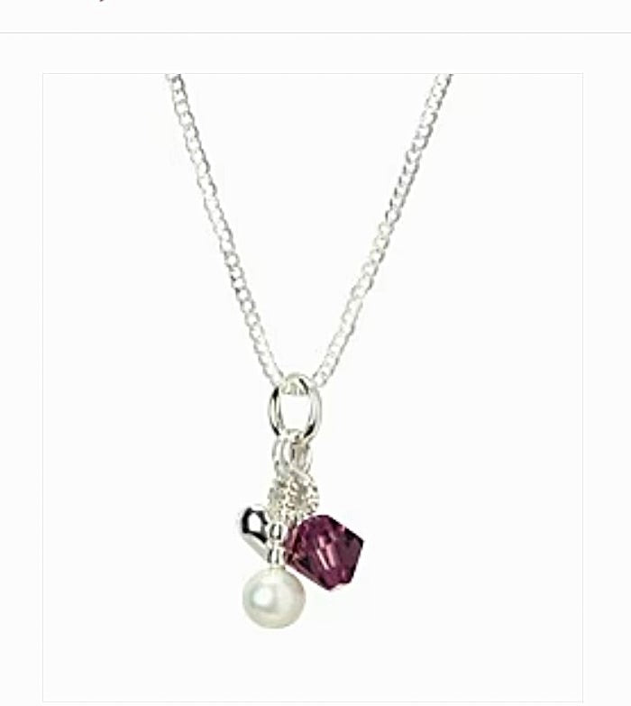 Children's Necklaces: Sterling Silver February Birthstone Cluster Charm Necklace