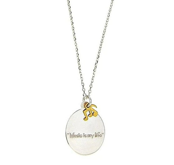 Children's and Teens' Necklaces: Sterling Silver "Music Is My Life" Message Necklaces