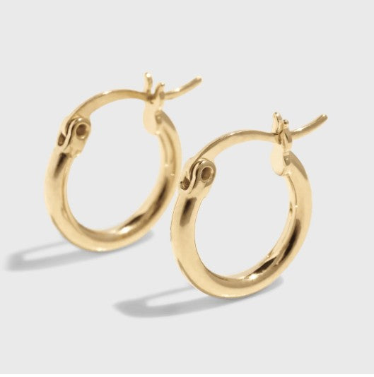 Children's and Teens' Earrings: Surgical Steel Gold IP Hinged (French Locker) Hoops 15mm