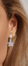 Children's, Teens' and Mothers' Earrings: Hypoallergenic Surgical Steel Pink CZ Turtles with Screw Backs