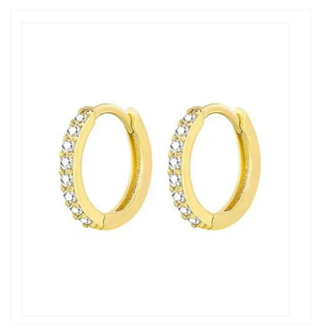 Children's Huggies: Surgical Steel, Gold IP, Clear CZ Huggies 10mm