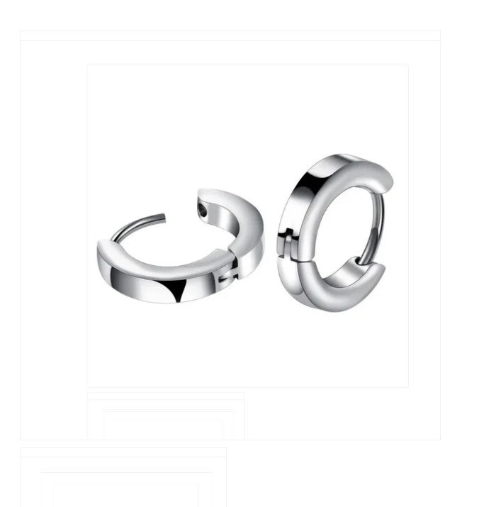Children's, Teens' and Mothers' Earrings: Hypoallergenic Steel Huggie Hoops 14mm