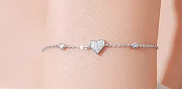 Children's Bracelets: Sterling Silver 15cm Bracelets With CZ Encrusted Heart