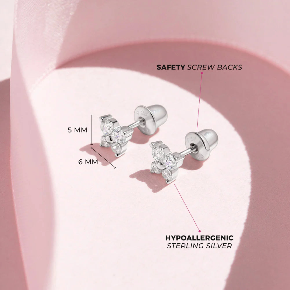 Butterfly earrings lifestyle shot - sterling silver screw backs for children