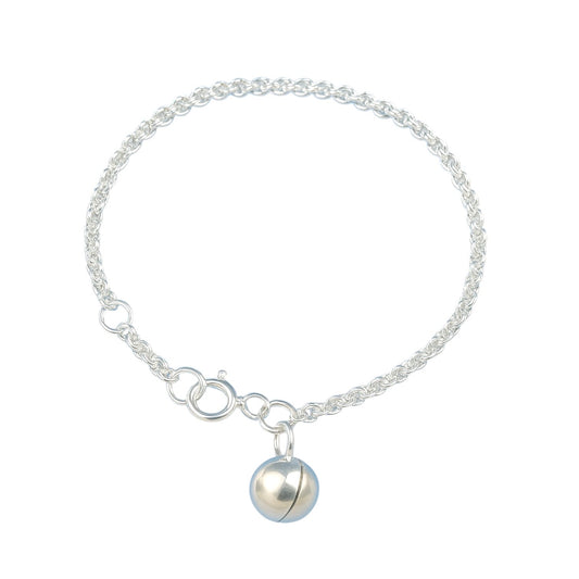 Adjustable 925 sterling silver baby bracelet with jingle bell charm