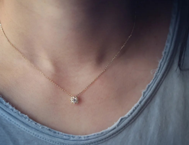 Sterling silver cz cluster necklace showcasing a delicate gold-plated chain with a sparkling cubic zirconia pendant.