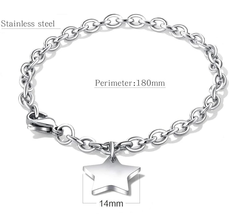 Children's bracelets: stainless steel star bracelet with adjustable links, perfect for kids and teens.