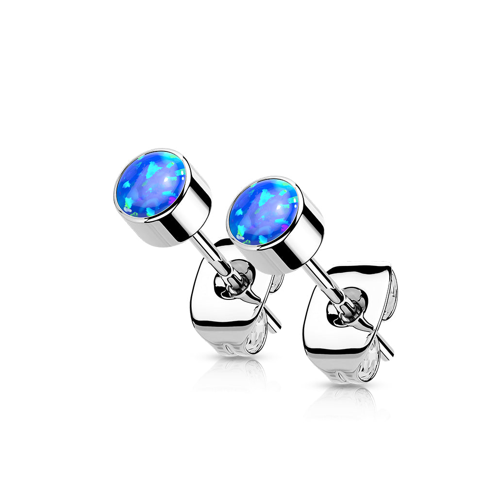 Baby and Children's Earrings: Titanium AAA 4mm Blue Opal Studs TITANIUM 6AL-4V-ELI ASTM F-136 Implant Grade