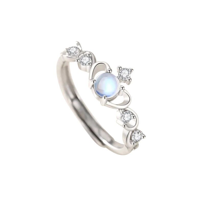 Children's and Teen's Rings: Sterling Silver Cindarella Moonstone CZ Adjustable Rings with Gift Box
