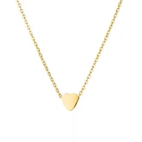 Gold heart-shaped pendant necklace on a white background