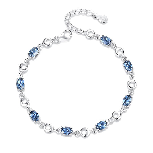 Children's, Teens and Mothers' Bracelets:  Sterling Silver, Sapphire CZ Bracelets 16.5cm with Gift Box