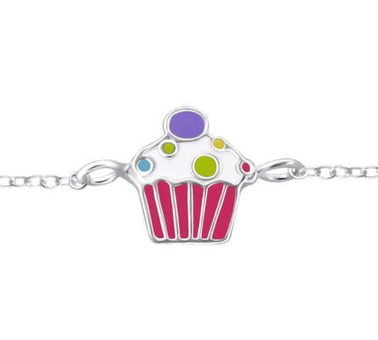 Baby and Toddler Anklets/Bracelets:  Sterling Silver Cupcake Anklets/Bracelets