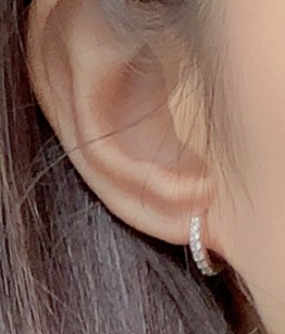 Children's Earrings: Sterling Silver, Clear CZ Huggies - Slimline