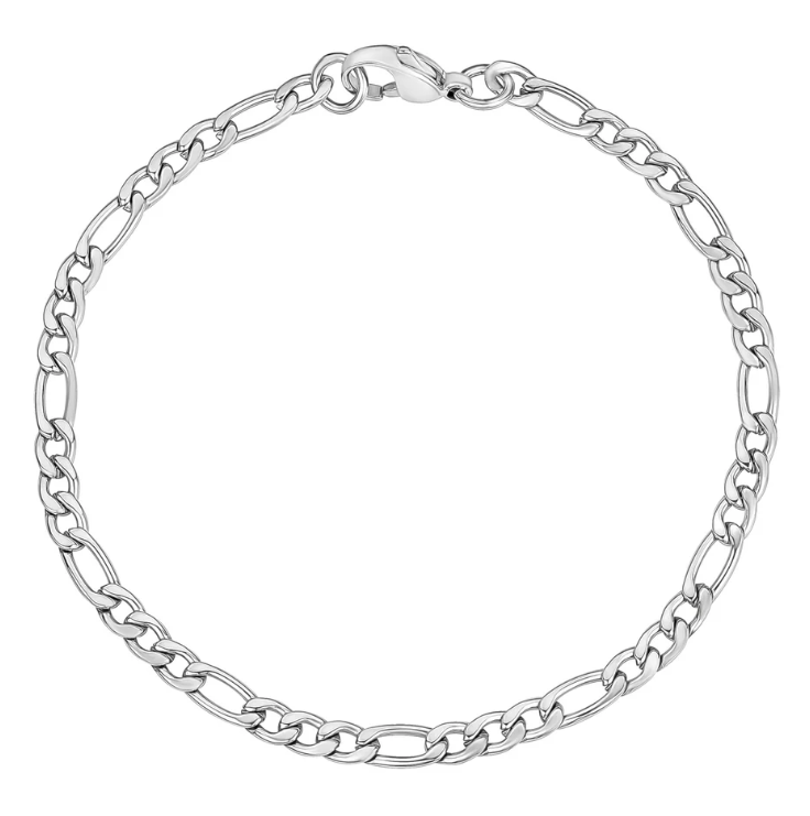 Silver chain bracelet on a white background