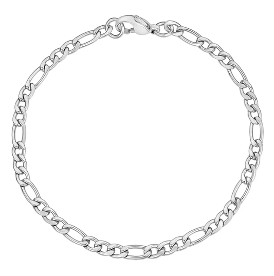 Silver chain bracelet on a white background