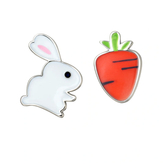 Rabbit Carrot Earrings Children - Sterling Silver Enamel