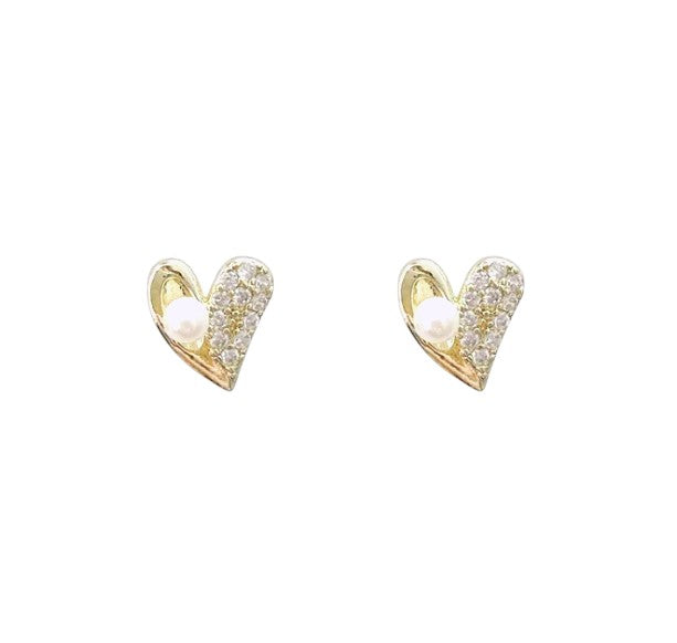 Children's Earrings: Fairy Kisses Earrings with Push Backs - Fairy Pearl Hearts
