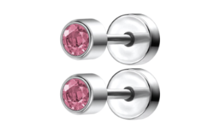 Baby and Children's Earrings: Surgical Steel Soft Pink CZ Disk Style Screw Back Earrings - Special Buy