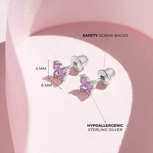 Butterfly earrings product display - sterling silver CZ for kids