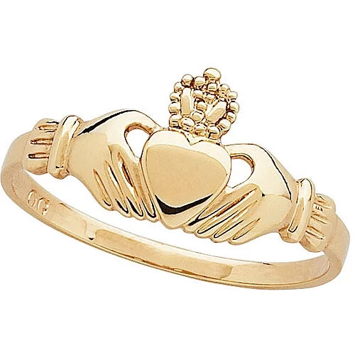 Children's Rings: 9k Solid Gold Claddagh Ring Size G with Gift Box