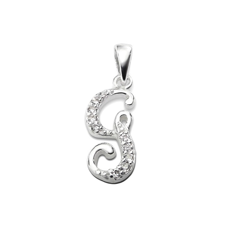 Children's Necklaces: Sterling Silver, CZ Encrusted Letter G Necklaces