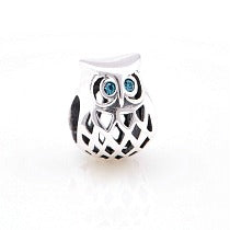 Children's European Beads:  Sterling Silver Owl Beads