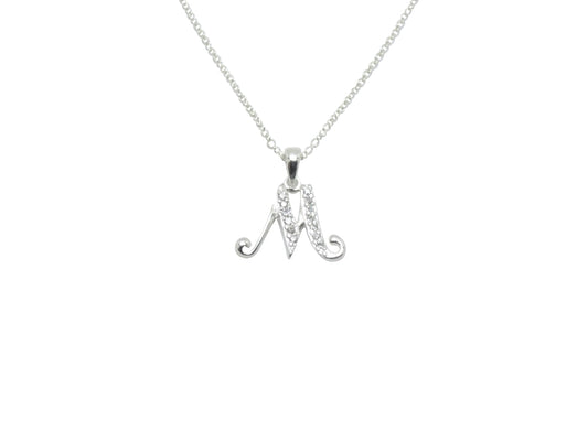 Children's Necklaces: Sterling Silver/CZ Initial M Necklaces