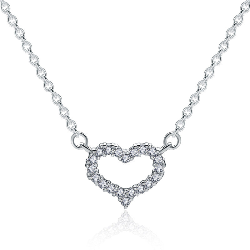 Children's, Teens' and Mothers' Necklaces:  Sterling Silver CZ Encrusted Open Hearts