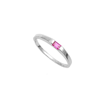 Children's Rings: Sterling Silver Ruby CZ Low Profile Rings Size 3