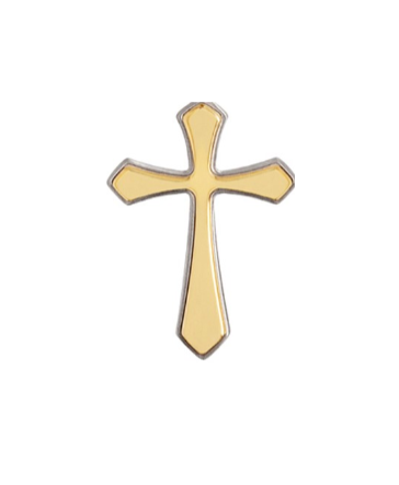 Gold plated cross charm for babies and children's jewelry.