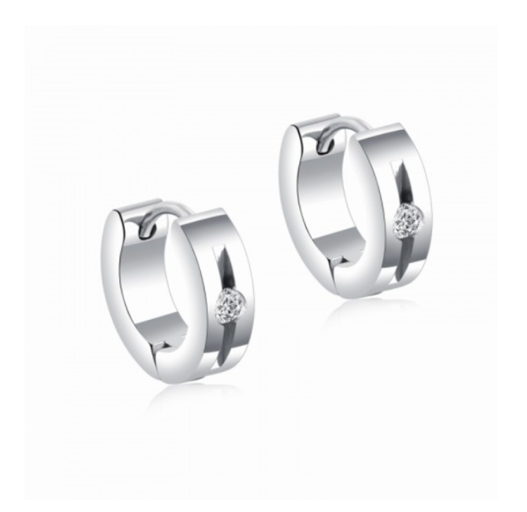 Children's, Teens' and Mother's Earrings:  Titanium with Gold IP Huggies with CZ