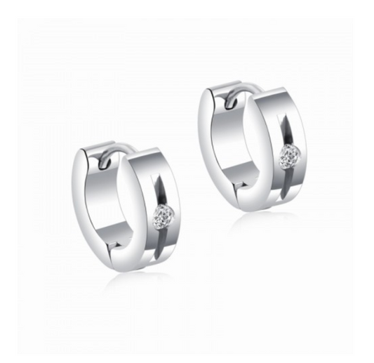 Children's, Teens' and Mother's Earrings: Titanium with Gold IP Huggies with CZ