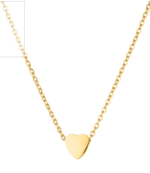 Children's, Teens' and Mothers' Necklace:  Surgical Steel, Gold IP, Minimalist Heart Necklace