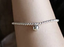 Children's Bracelets: Sterling Silver Ball Bracelet 16cm, with Ball Charm and Gift Box