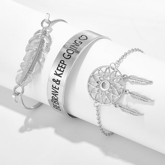 Children's, Teens' and Mothers' Fashion Layered Bracelet Sets - Dreamcatcher Feather
